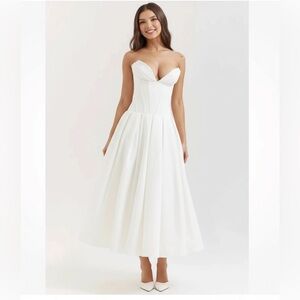 HOUSE OF CB 'Lady' White Strapless Midi Dress /Size XS